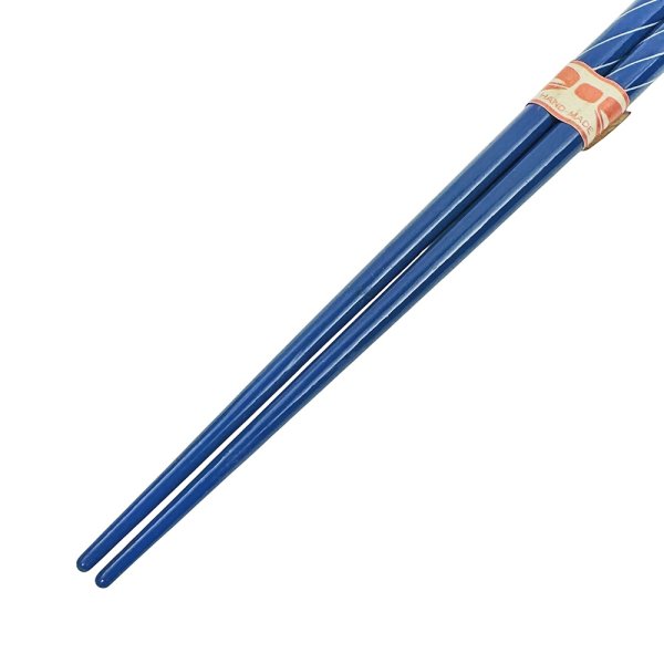 画像4: 未使用品 昭和レトロ お箸HAND-MADE ブルー 斜めボーダー (4)