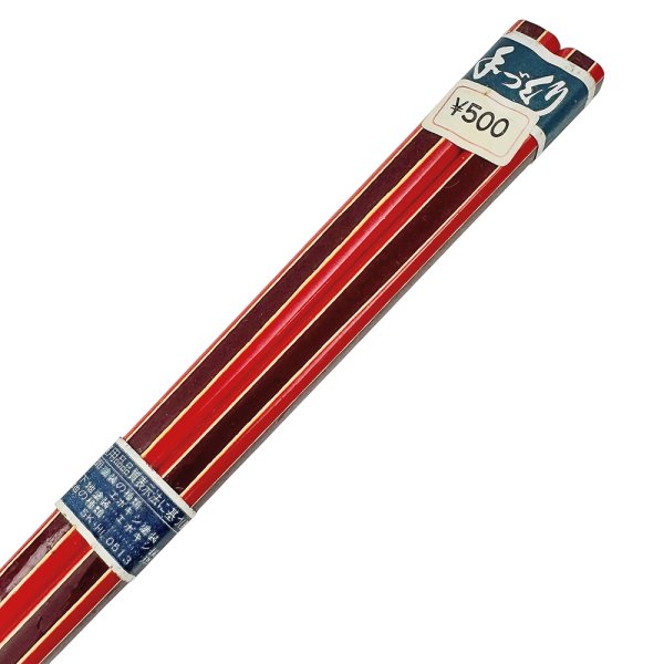 画像3: 未使用品 昭和レトロ お箸 手づくり 赤と茶色のストライプ 天然木 (3)