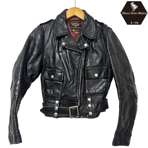 画像1: 1950年代 ハーレーダビッドソン ウイングタグ ダブルライダースジャケット サイクルクイーン 50's Harley-Davidson Cycle Queen motorcycle jacket (1)