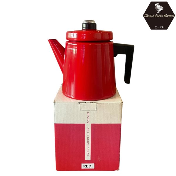 画像1: 北欧 アンティ・ヌルメスニエミ コーヒーポット 赤 復刻 琺瑯 箱付 Antti Nurmesniemi (1)