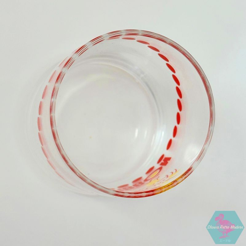 リボンシトロン ゆらゆらくるくる回るグラス 赤 1970年代 販促品 非売品 昭和レトロ リボンちゃん retro glass cup red