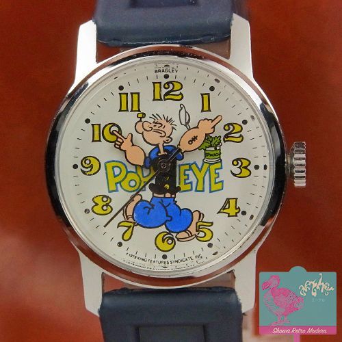 【激レア！昭和レトロ・ビンテージ、稼働中】カートゥーン ポパイ 手巻き腕時計分福たぬき堂腕時計